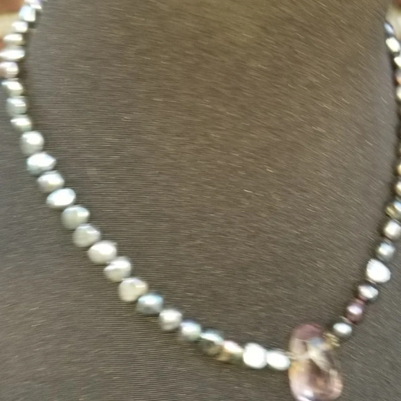 Freshwater pearl‎ and quartz necklace - Picture 3 of 8